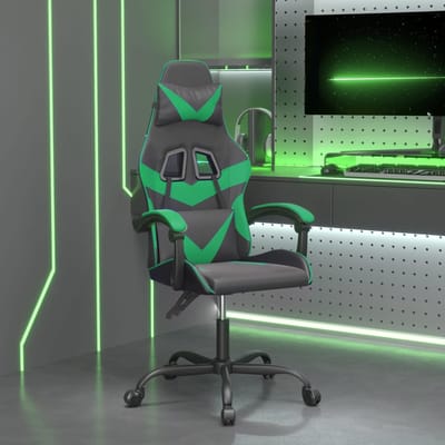 vidaXL - Gamestoel - draaibaar - kunstleer - zwart - en - groen
