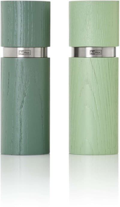 AdHoc Textura Peper- & Zoutmolen Set – 2-delig – 15 cm – Donkergroen & Lichtgroen – Essenhout – CeraCut Keramisch