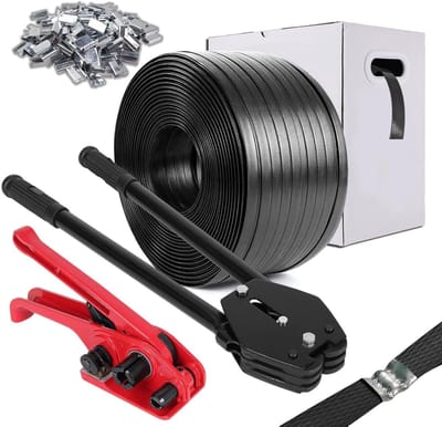 Omsnoeringsset - Verpakkingsband gereedschap - Veilig verzenden - Compleet met spanner - 12 mm x 800 m - Zwart