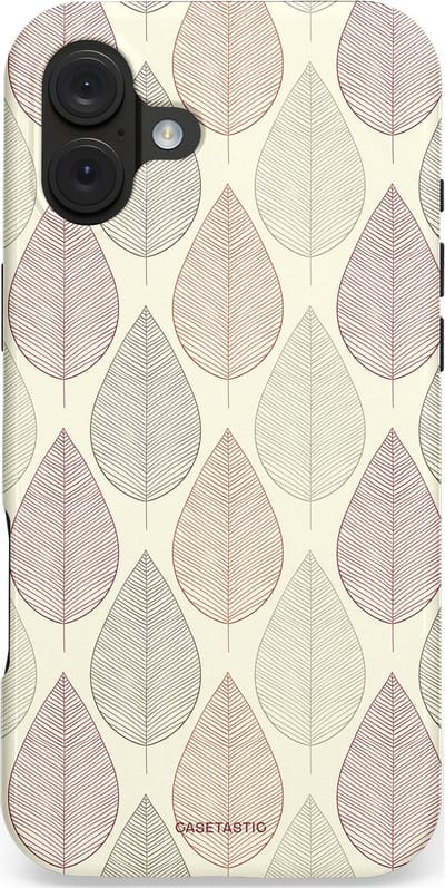 Casetastic hoesje geschikt voor Apple iPhone 16 Plus - MagSafe - Dubbellaagse bescherming - Botanisch retro bladeren dans - Fashion Case - Crème