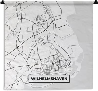 Wandkleed - Wanddoek - Wilhemshaven - Plattegrond - Kaart - Stadskaart - 180x180 cm - Wandtapijt