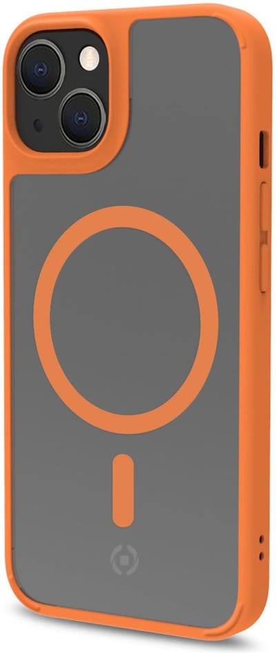 Celly MagMatt Siliconen hoesje met Magsafe - Geschikt voor Apple iPhone 14 Plus - TPU Back cover - Transparant / Oranje