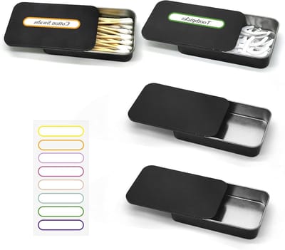 Reisdoos voor Wattenstaafjes - 4 Stuks Met Sliding Lid - Draagbare Opbergdoos voor Watten, Tandenstokers en Haaraccessoires