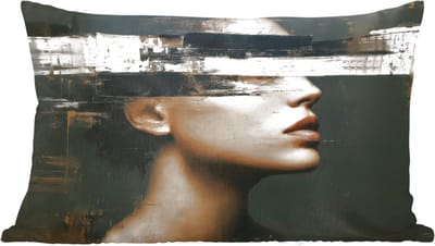 Sierkussens - Kussentjes Woonkamer - 60x40 cm - Gezicht - Vrouw - Zwart - Abstract