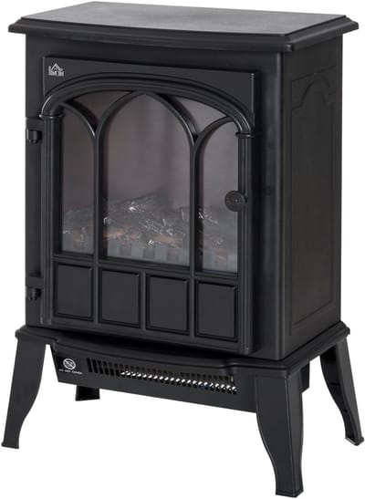Elektrokamin - 2000W - Standkamin met LED Flammeneffect, Geräuscharm, Heizschutz - Metaal - Zwart
