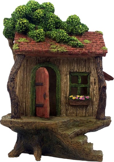 Sprookjes Tuinhuis - Miniatuur Huisje Tuin Decoratie - Sprookjestuin Creëren - Met Openslaande Deur - 20 cm hoog - Geschilderd
