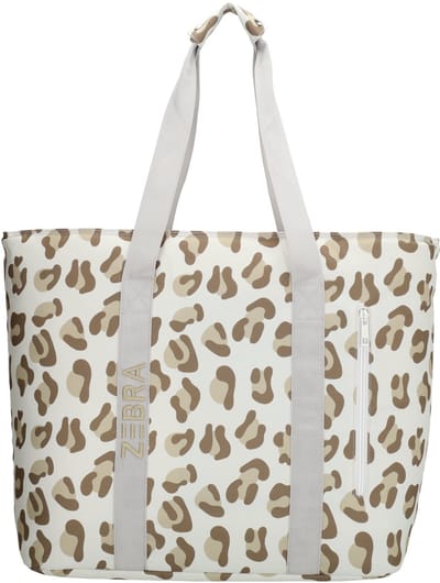 Zebra Trends Sally Strandtas - Koeltas - Koelvak - Vrolijke Prints - Praktisch - Vakken - Natgoedvak - Antidiefstalvak - Koeltas - Luipaard Beige
