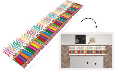 Keukenloper - Loper keuken - Kleurpotlood - Patronen - Regenboog - 200x50 cm - Keukenloper vinyl