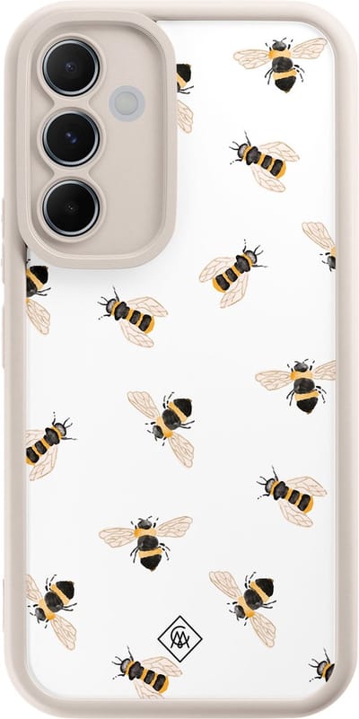 Casimoda® hoesje - Geschikt voor Samsung Galaxy A55 - Bee Happy - Zwart TPU Backcover - Geen opdruk - Bruin/beige