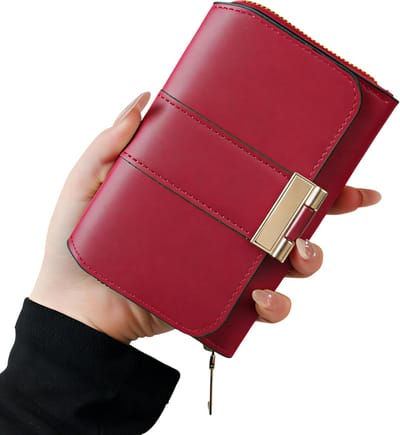 Mode Dames Portemonnee met Multi-Kaartsleuf – Grote Capaciteit Billfold – Rood – Vintage Stijlvolle Multifunctionele Rits Portemonnee voor Pasjes, Contant Geld en Telefoon