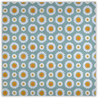 Zijden Sjaal - Bloemenprint Pashmina - Stijlvolle Accessoire - Vouwvrij Onderhoud - 90x90 cm - Wit Blauw