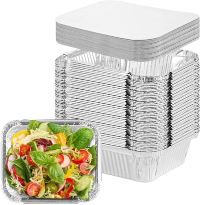 100-delige Aluminium Bakvormen Set met Deksel - Ideaal voor Grillen, Bakken en Koken - 600ML Capaciteit - Duurzame Aluminium Foil Mallen voor Perfecte Gerechten