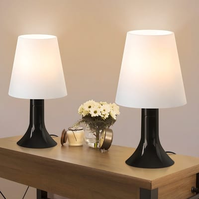 NETTLIFE Tafellamp E14 - 2 Stuks - Zwart - Bedlamp met kabel 24.5 cm - moderne landelijke stijl - voor eettafel | slaapkamer | Woonkamer - Zonder lichtbron