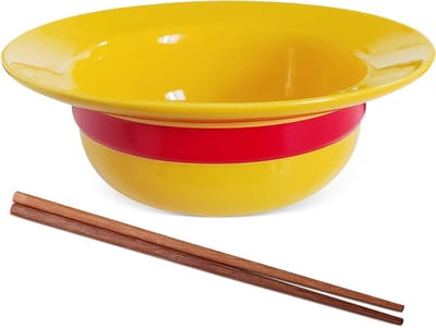 Set van Keramische Ramenkommen met Eetstokjes en Stijlvolle Hoed - Perfect voor Soep en Geschenken