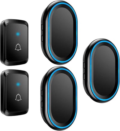Draadloze Deurbel Kit - Zonder Bellen - Huis Beveiligen - 300 Meter Bereik - 2 Drukknoppen 3 Ontvangers - Zwart Wit
