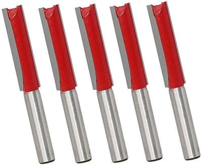 Dailygoods - Routerbits - Houtbewerking - Dubbele Blade - Rood & Zilver - 1/2 inch - Ideaal voor naaldhout en hardhout - 5 stuks