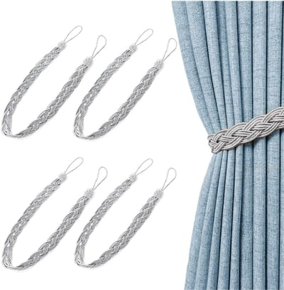 Dailygoods- Tiebacks 2 Paar - Gevlochten Gordijnbanden - Gordijn Holdback Touw - Duurzaam Polyester - Totale Lengte 56 cm - Breedte 2,2 cm