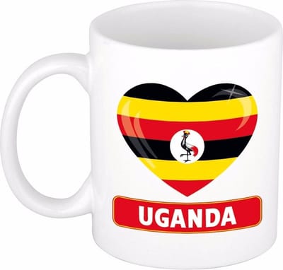Koffie mok met vlag Oeganda - drinkbeker - Oegandese vlag - 300 ml - supporters - feestartikelen - cadeau
