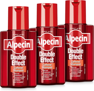 Alpecin Double Effect 3x 200ml | Anti roos en natuurlijke haargroei shampoo | Voorkomt en Vermindert Haaruitval