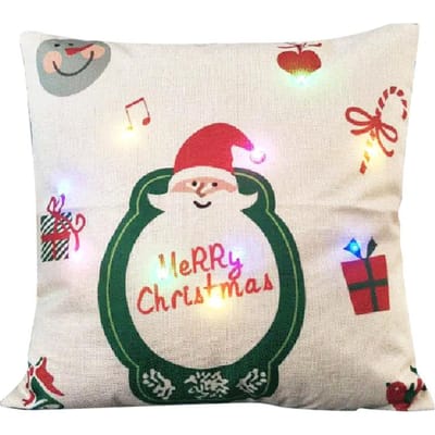 18 * 18 inch / 45 * 45cm Linnen Kleurrijk LED Licht Vrolijk Kerstkussenhoes Decoratieve Sofa Style E