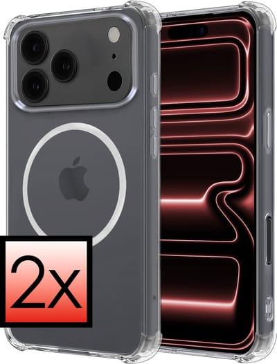 Hoesje - 2 Stuks - Geschikt voor Apple iPhone 17 Pro - Magsafe Compatible - Sterk & Shockproof - Back Cover - Shock Proof Case - Telefoon Hoes - Transparant