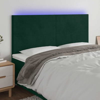 vidaXL - Hoofdbord - LED - 200x5x118/128 - cm - fluweel - donkergroen
