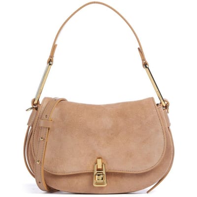 COCCINELLE Leren Schoudertas Magie Suede Handbag Skin Lichtbruin