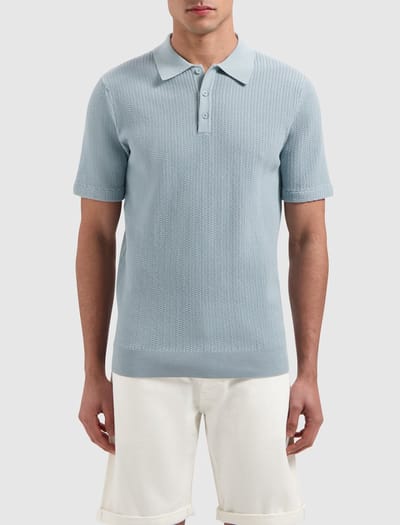 Pure Path Braided Knitwear Polo Blue Grey (25010815 - 93)