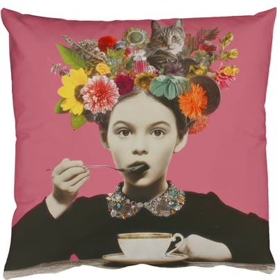 Sierkussens - Kussentjes Woonkamer - 50x50 cm - Meisje - Kopje - Bloemen - Roze