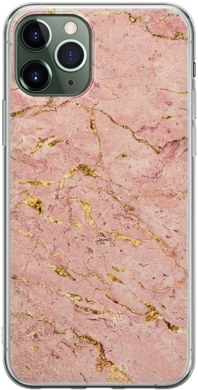 Leuke Telefoonhoesjes - Hoesje geschikt voor iPhone 11 Pro Max - Marmer roze goud - Soft case - TPU - Marmer - Roze