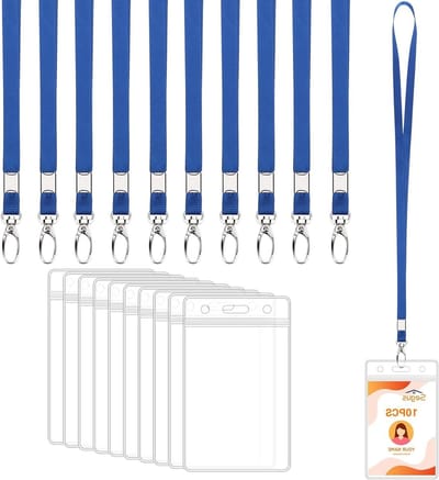 Kaarthouders met Lanyard - Badgehouders Set - Organiseren van Documenten - Waterdicht en Transparant - 10 Stuks - Blauw