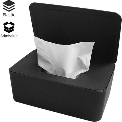 Doos voor vochtige doekjes met stofdeksel, Doos voor vochtige doekjes, Huishoudelijke opbergdoos voor bureau, Doos met deksel voor het afsluiten van tissues zwart