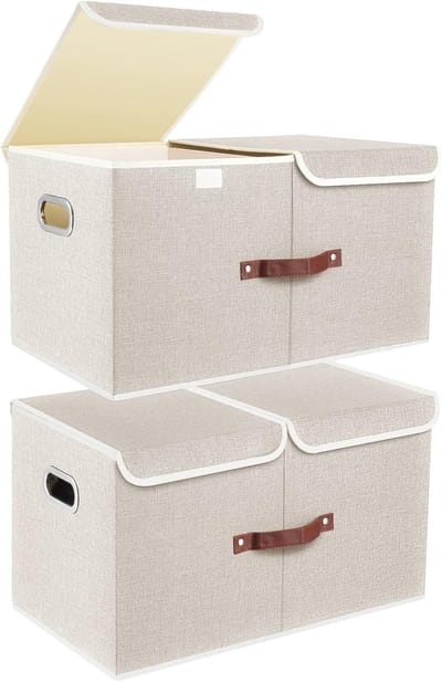 Extra Grote Opbergdoos met Vakken en Deksels - Opvouwbaar en Wasbaar (Set van 2) - 55x33x30 cm