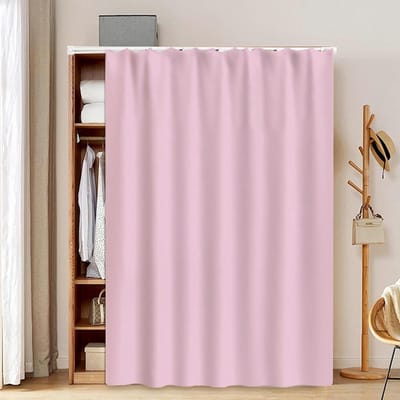 Stofdicht Gordijn - Scheidingsgordijn Kastgordijn - Ruimte Indelen - Verstelbare Schuifpanelen - 90x100 cm - Roze