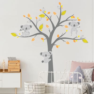 Muurstickers - Koala's op de Boom van Geluk - Zelfklevende stickers - 105x80cm