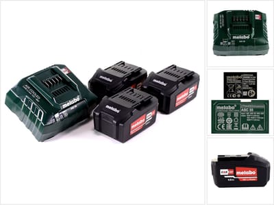 Metabo basisset 3x Li-Power accupack 18 V 4,0 Ah CAS Li-ion accu ( 3x 625591000 ) + oplader ASC 55 ( 627044000 )