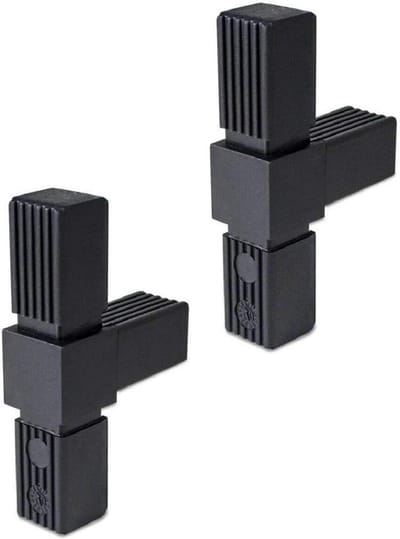 T-connector vierkant - 3-wegs verbindingsstuk - Meubelbouw - Kunststof constructie - 20 mm - Zwart