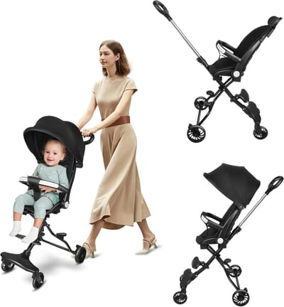 Wandelwagen - Kinderwagen Reisbuggy - Buiten Wandelen - Compact Opvouwbaar - 55 x 30 x 86.5 cm - Zwart