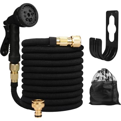 25/50/75/100ft Draagbare Tuinslang Waterpistool Voor Schoonmaken Auto Wasmachine Besproeier Duurzaam Waterpistool met Waterslang black