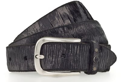 b.belt Leren riem Lisa Silver 35mm Leather Belt W105 Black - Gun Metal zwart