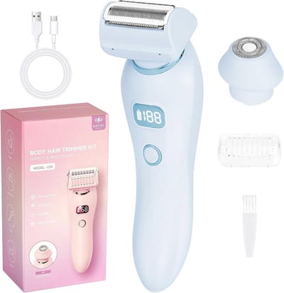 SnelShoppen - Draadloze 2-in-1 Intieme Scheerapparaat voor Vrouwen, Pijnloos, Waterdicht, Geschikt voor Bikini, Gezicht, Onderarmen, Benen, Voorkomt I