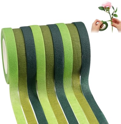 9 Rollen Floral Tape, 27 m x 12 mm Bloemist Tape, groene bloemen steel wrap boeket, Zelfklevende Bloemen Tape, decoratie voor boeketten, DIY kunsthandwerk bloemverpakking, knutselen, bruiloftskrans