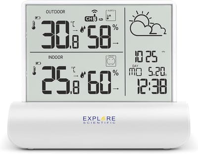 Weerstation met Glas Display: Binnen & Buiten Temperatuur, Luchtvochtigheid en Luchtdruk Meten
