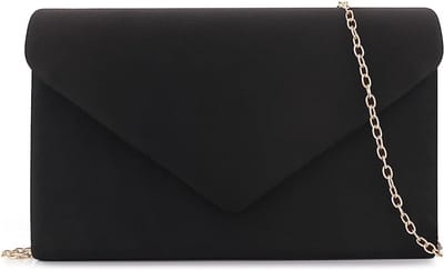 Elegante Avondtas voor Dames - Clutch, Schoudertas en Handtas voor Bruiloft, Cocktail en Prom - Faux Suède met Verwijderbare Ketting