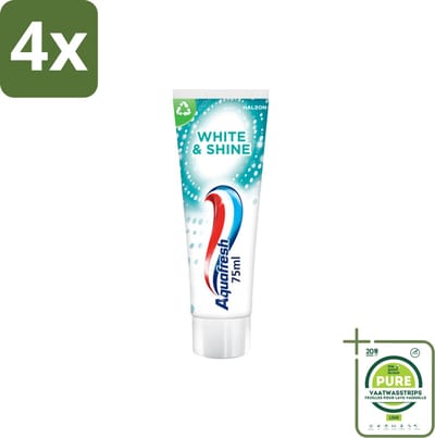 Aquafresh White & Shine - Whitening Tandpasta - 75 ml - Voordeelverpakking - 4 stuks - Tandpasta - Whitening