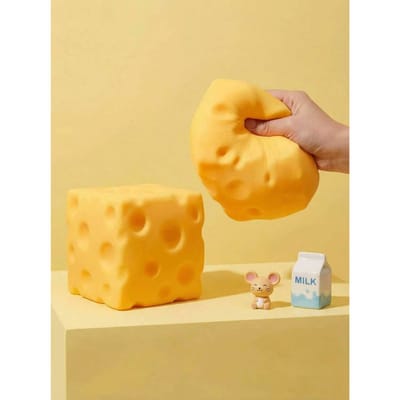3 stuks Knijpkaas - Extra Grote Zachte Squishy Kaasblokken | Grapcadeau, Nieuwigheidsspeelgoed voor Volwassenen | 4,25  Reusachtige Stressbal | Volwassen Se United States yellow