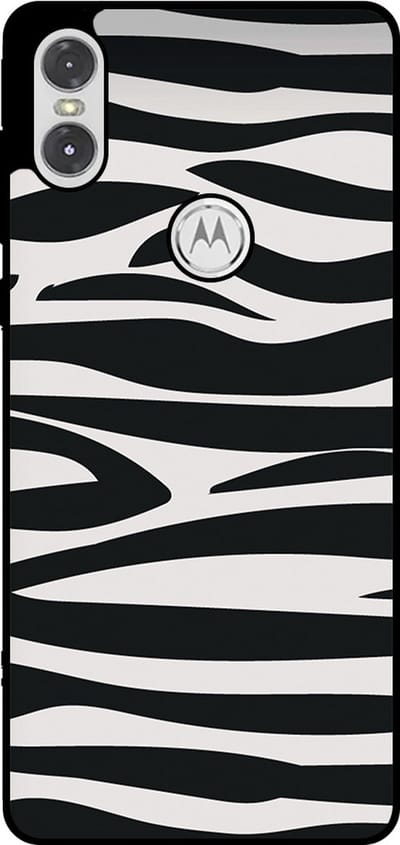 Smartphonica Telefoonhoesje Geschikt voor Motorola One P30 Play met zebra opdruk - TPU backcover case zebra design - Zwart Wit geschikt voor Motorola One P30 Play