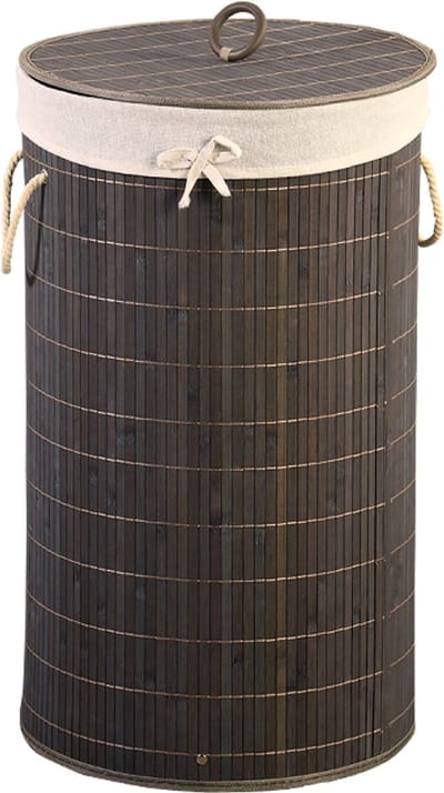 Wasmand, 60 x 35 cm, gemaakt van FSC bamboe, polyester binnenzak, deksel