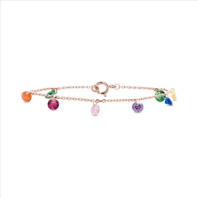 Luxenter, Rolcon armband in 925 sterling zilver en veelkleurige zirkonia met 18K roségoud vergulde afwerking