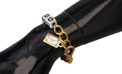 Dolce & Gabbana Gouden Ketting Messing Kralen Kreeftsluiting Logo Vrouwenarmband
